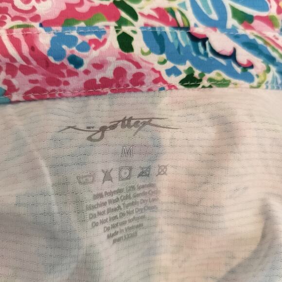 Gottex Floral Stretch Sleeveless Top Collared Colorful - Picture 9 of 9